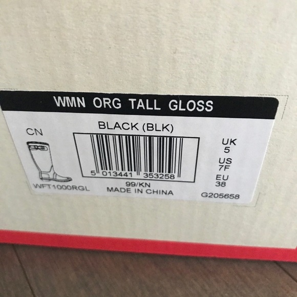 Tall Glossy Black Hunter Rain Boots (Size 7) - Picture 6 of 6